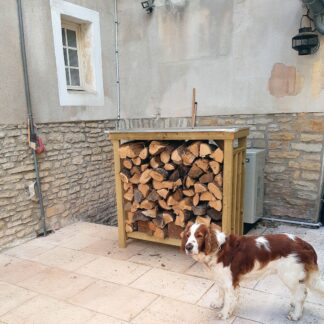Houtberging en tuintafel 120