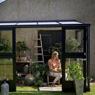Muurkamer Veranda 44 antraciet voorzien van dubbele schuifdeur